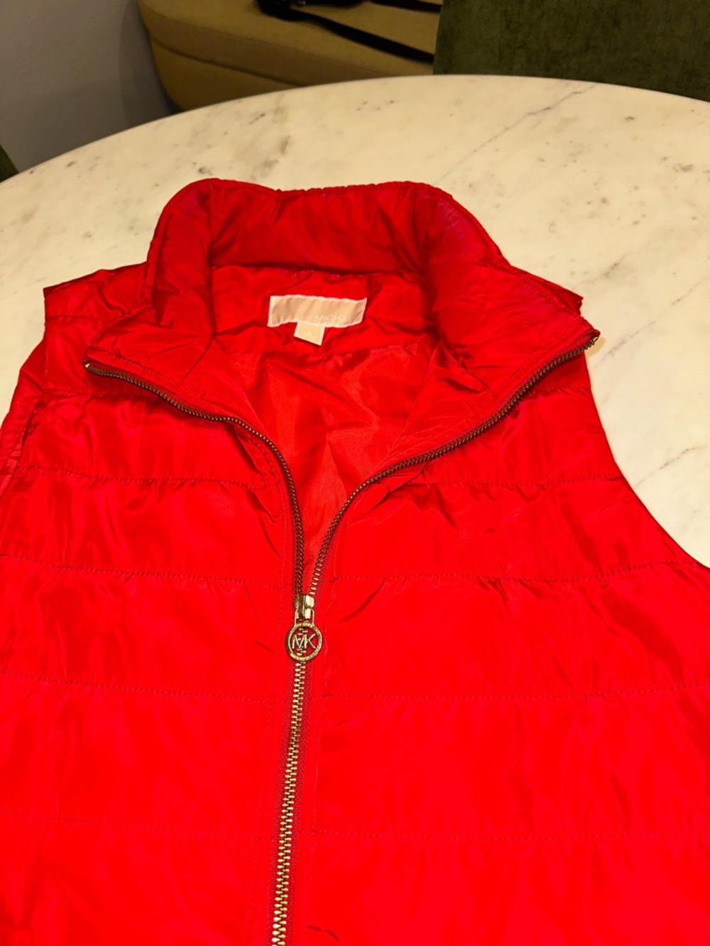 Michael Kors Red Quilted Puffer Vest - Women's Size Large - Picture 2 of 10